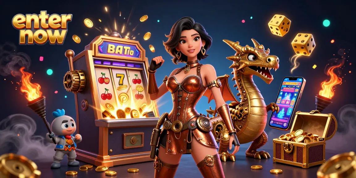Get ready to enter now for a thrilling casino adventure in this jam-packed 3D illustration.