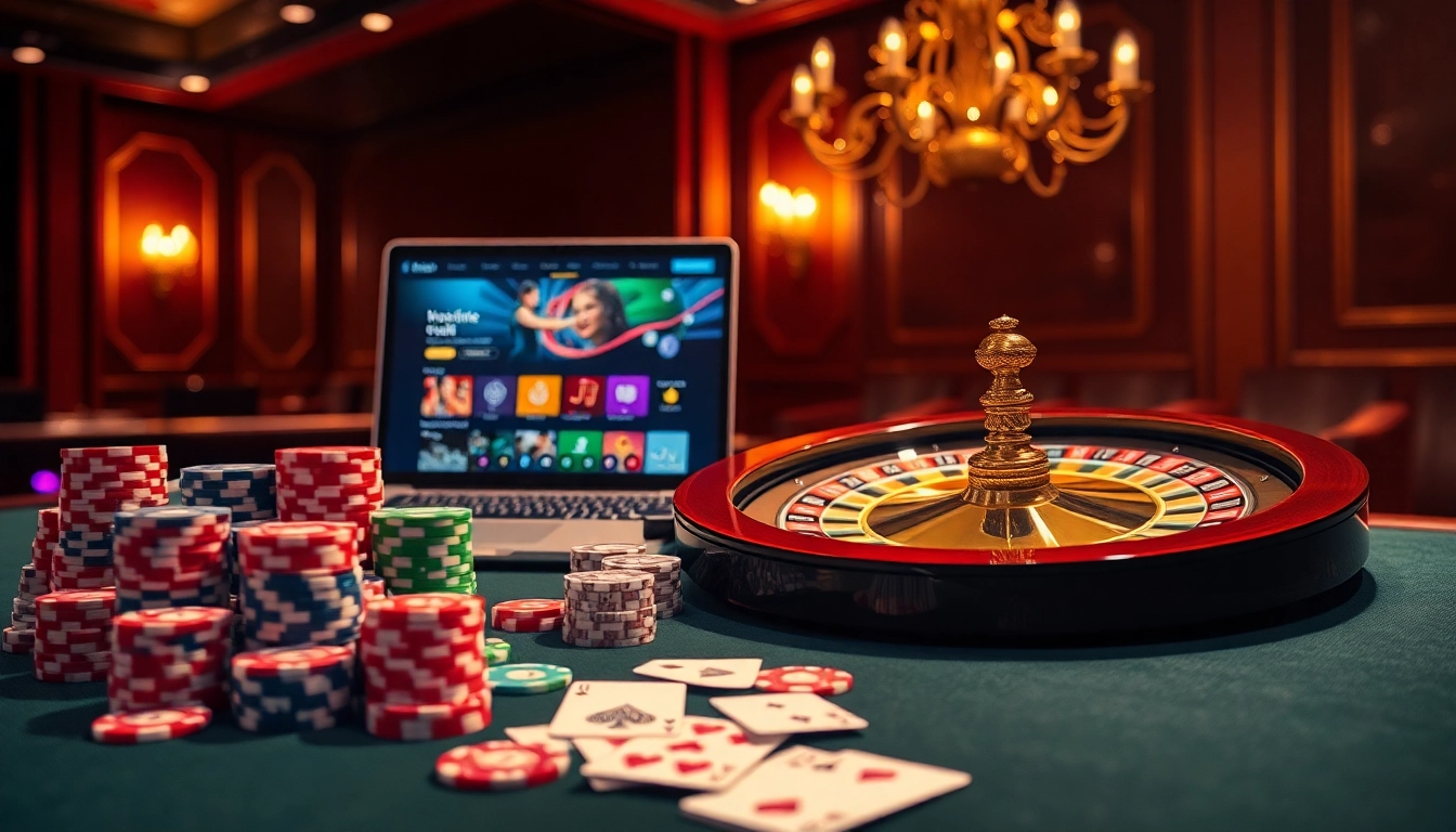 Experience thrilling gaming action at https://dw8.br.com/ with vibrant poker chips and a luxurious casino table.