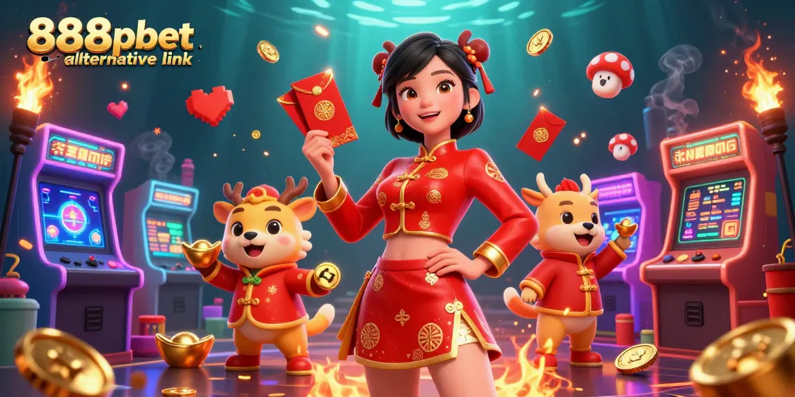 Experience the excitement of 888pbet alternative link with vibrant casino characters and elements in a captivating scene.