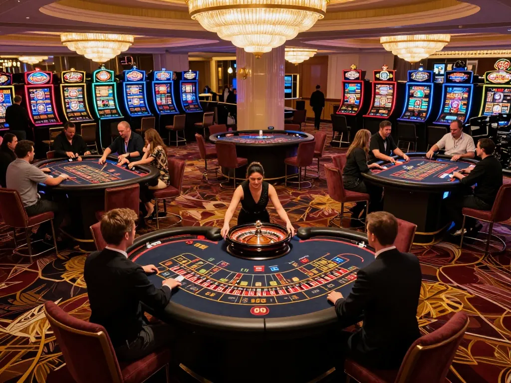Exciting gaming action at lc 88 casino as players place bets on roulette tables.
