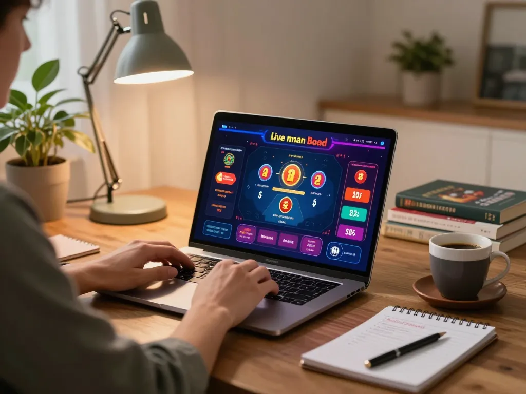 Engaging online casino gaming scene highlighting 27G platform with player using laptop.