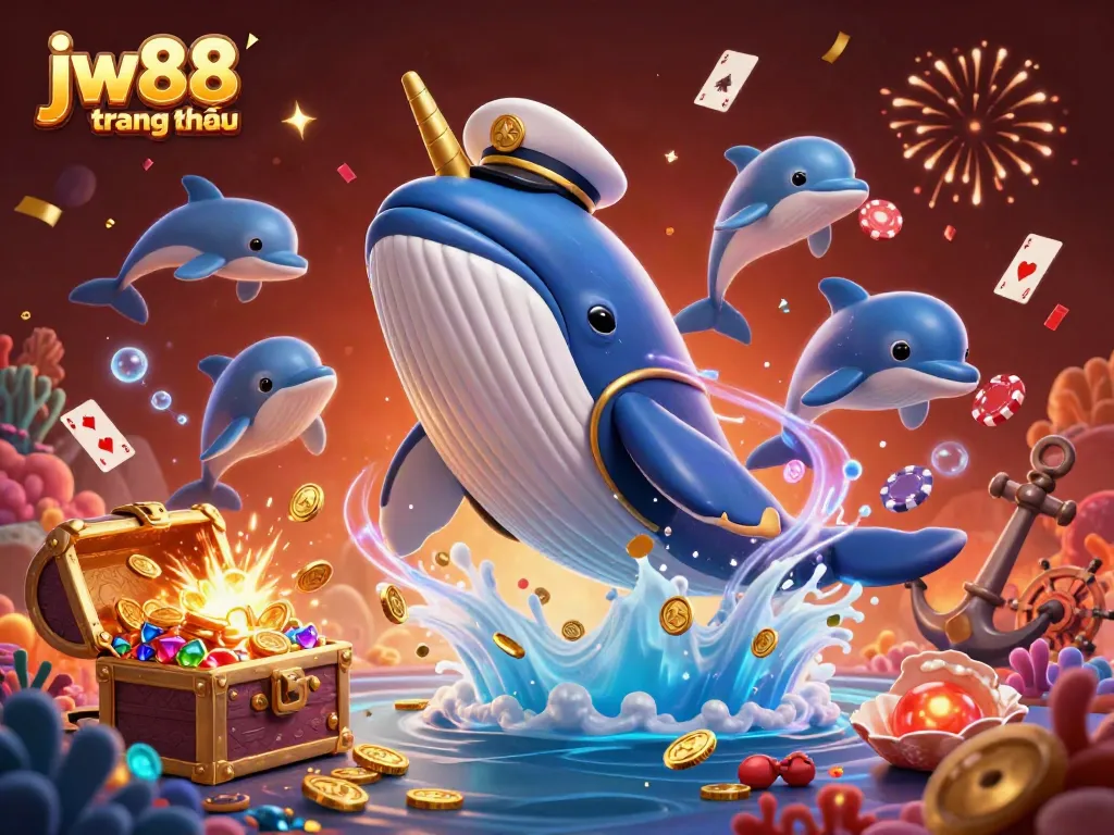 Engage with jw88 trang chủ through a vibrant underwater casino themed illustration featuring unique characters and rich elements.