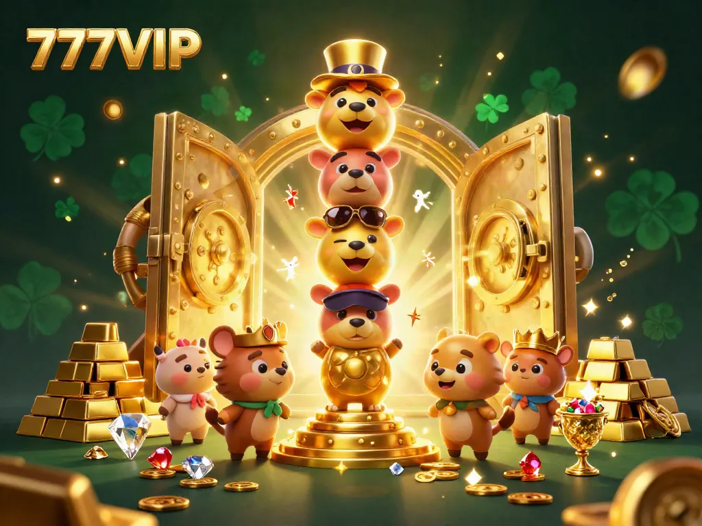 Experience the thrill of 777VIP with vibrant casino graphics and animated totems.