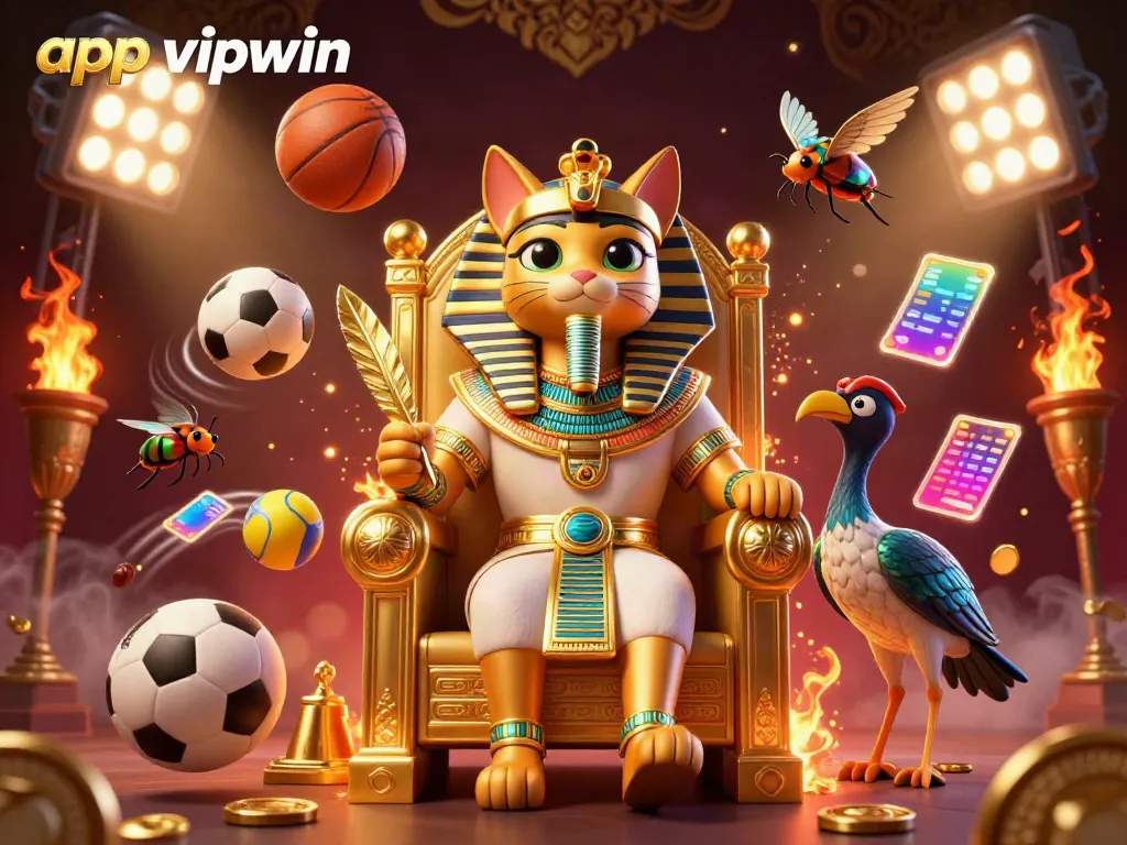 Win big with the app vipwin, featuring a dynamic 3D casino scene with iconic characters and rich gambling elements.