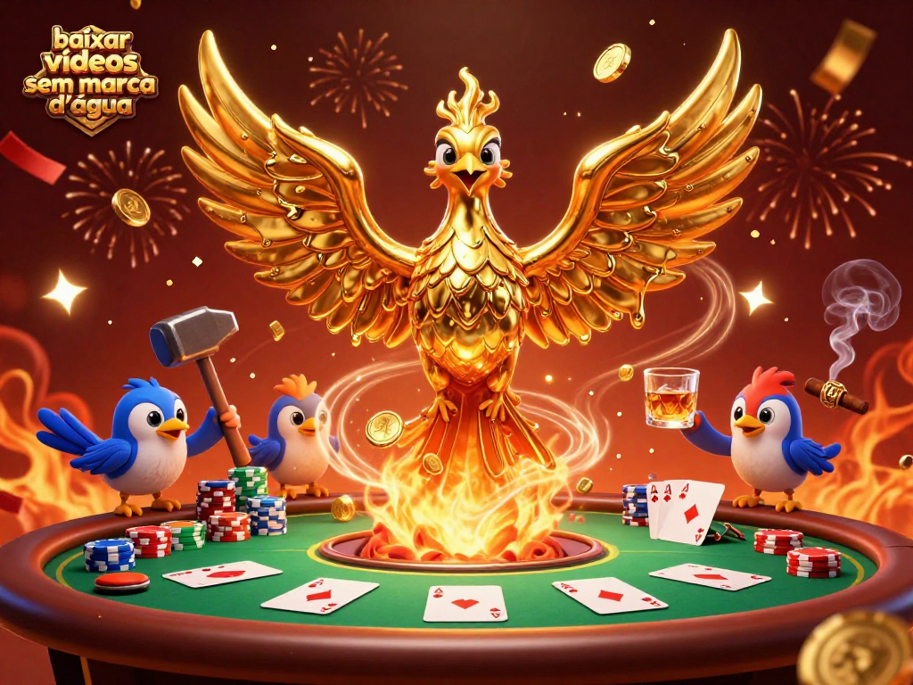 Engage in thrilling gameplay with baixar vídeos sem marca d'água, a vibrant casino scene featuring a phoenix and poker elements.