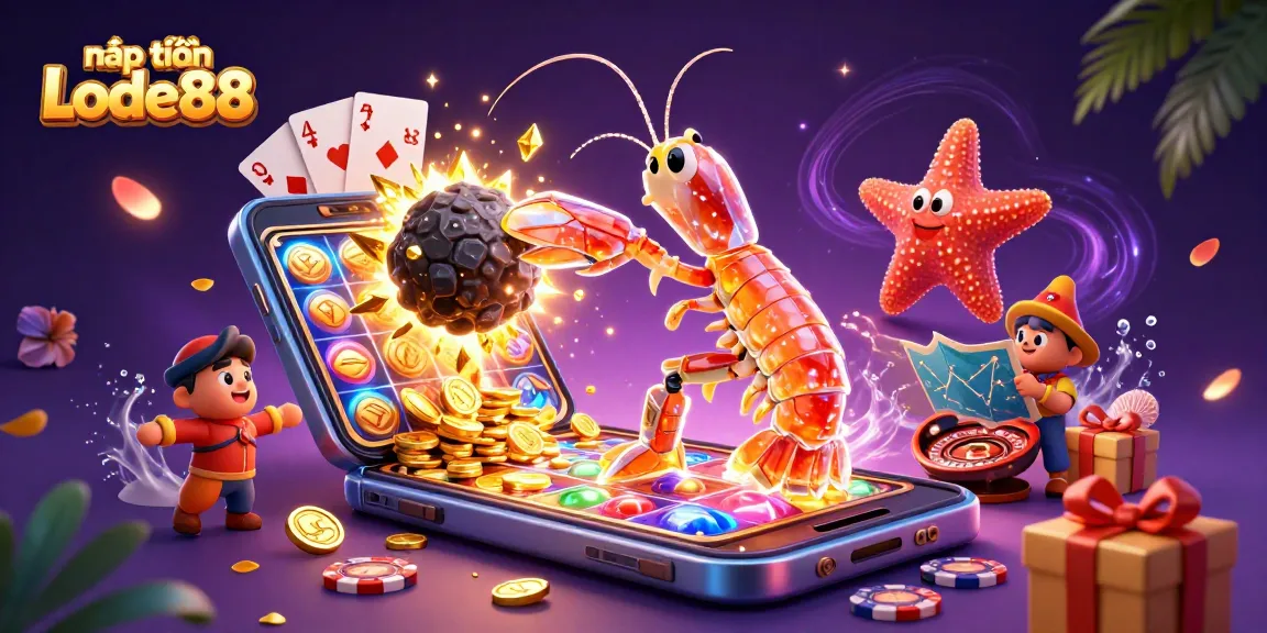 Engage with nạp tiền Lode88 through an exciting scene of galactic gaming, featuring vibrant casino elements.