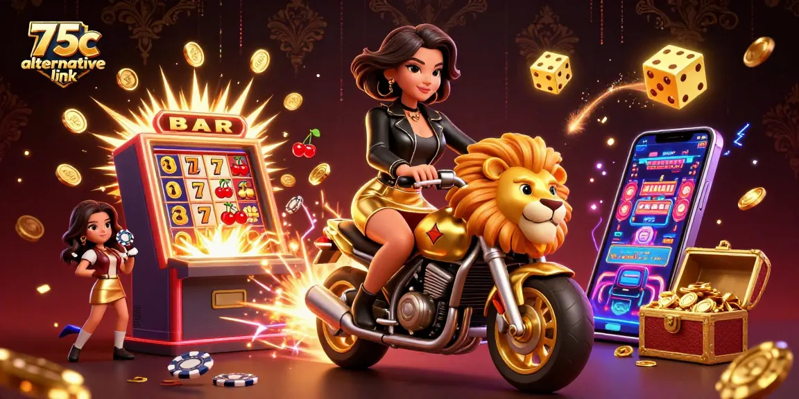 Engage with the thrilling world of online gambling using the 75c alternative link through this vibrant illustration.