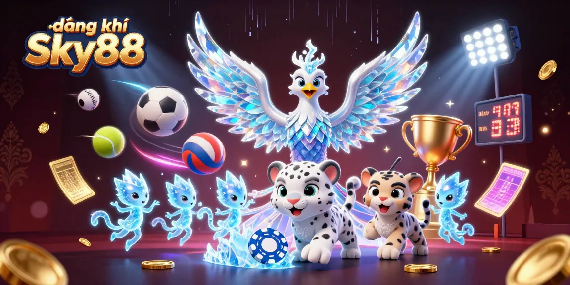 Engage in the thrilling world of đăng ký Sky88 with a vibrant 3D illustration, featuring dynamic gaming elements.