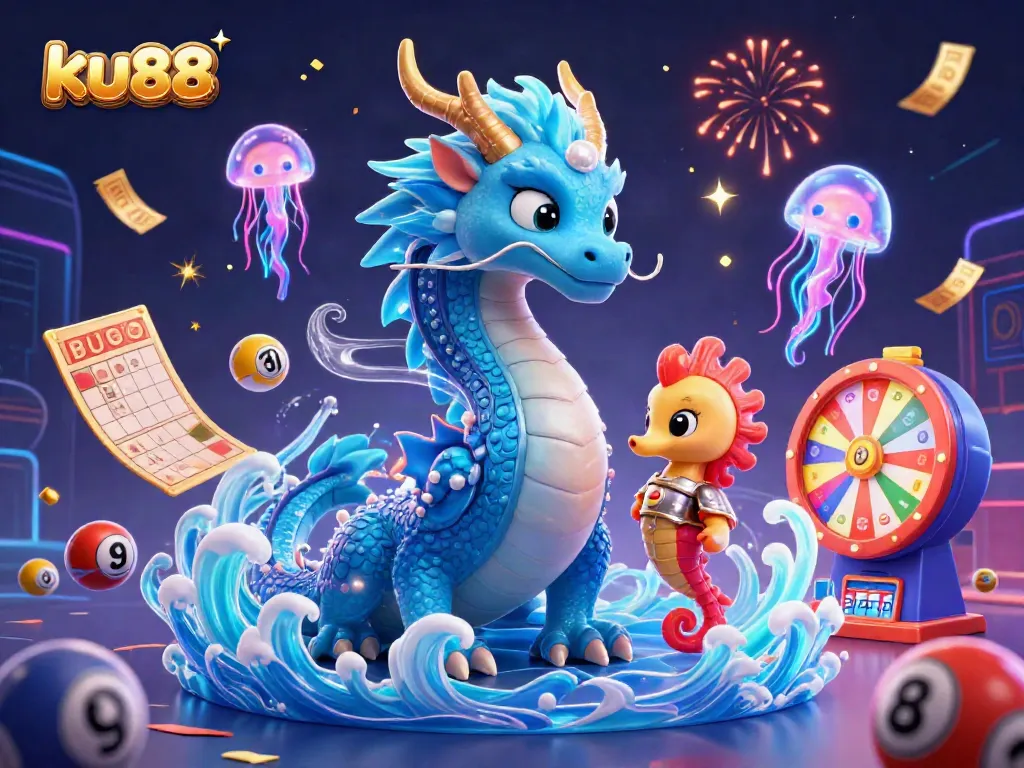 Engage with ku88 and join the vibrant casino games fun featuring a water dragon and magical elements.