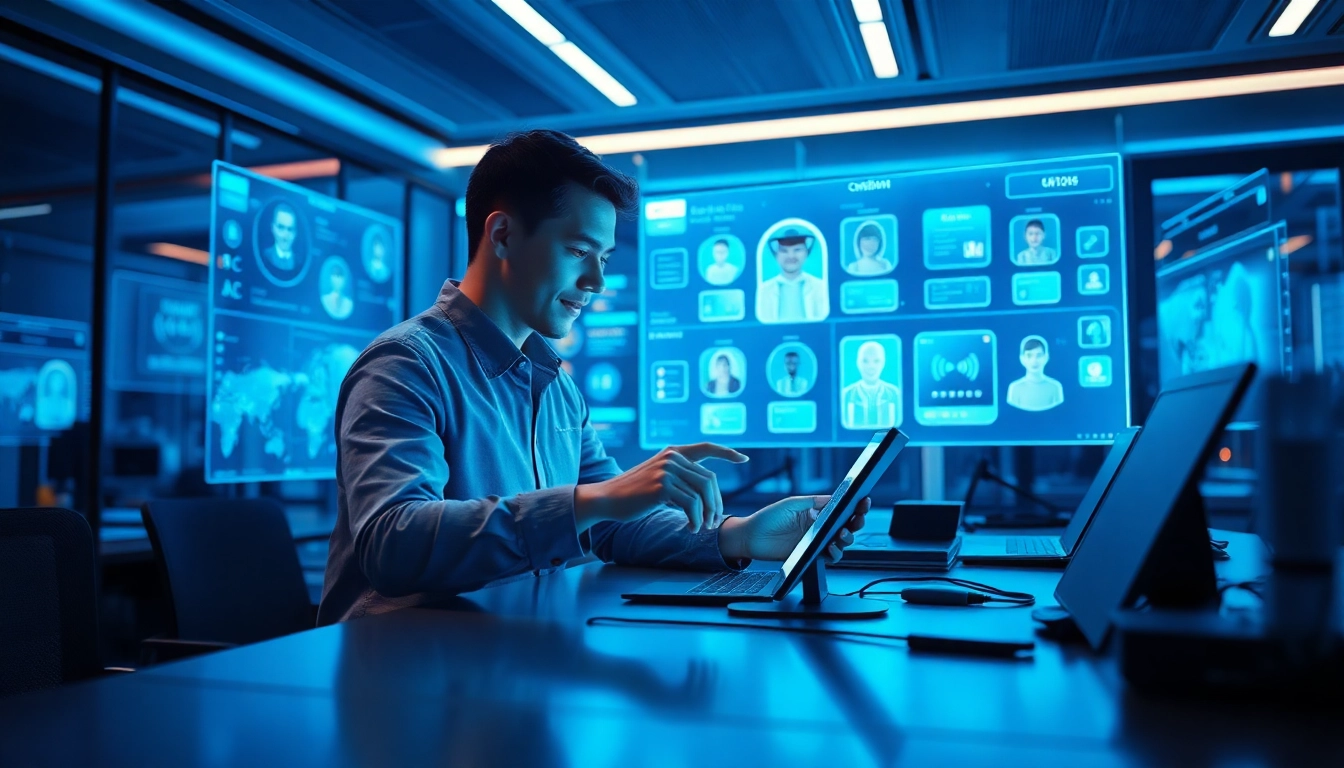 Interactive display of Crushon AI showcasing innovative AI personas in a modern tech workspace.