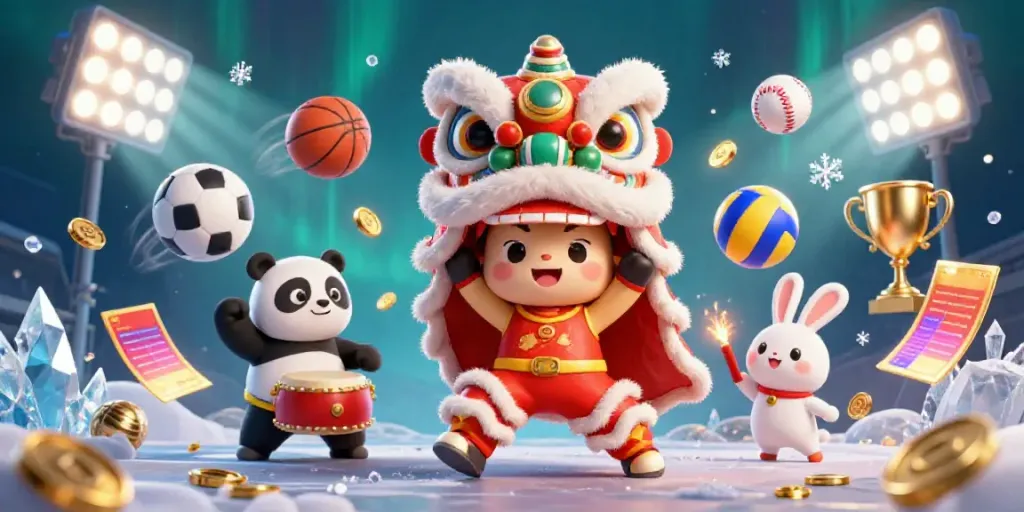 Experience vibrant fun88 action with a lion dance, sports elements, and unique characters.
