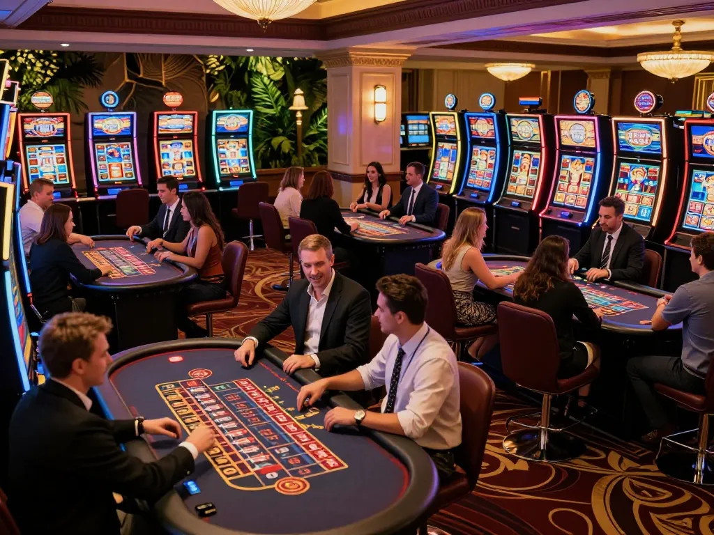 Experience thrilling gameplay with rokok88 at vibrant casino tables, surrounded by excitement and energy.