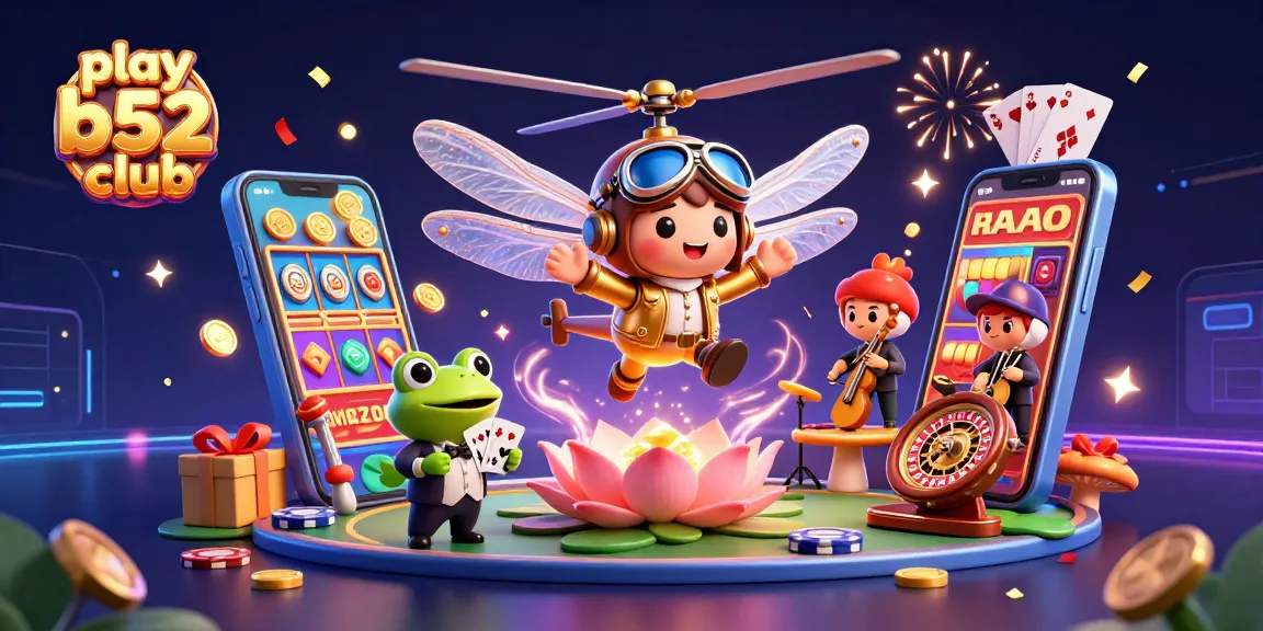 Play B52 Club and win at the vibrant lily pad casino with lively characters and games!
