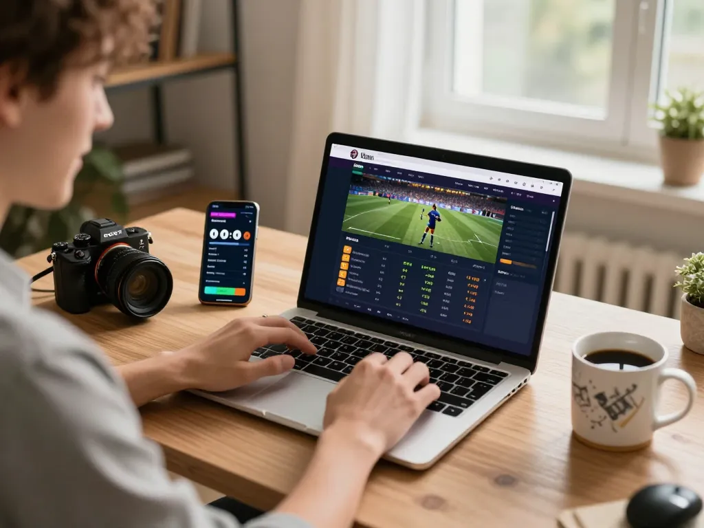 va88 user engaging in sports betting on laptop, analyzing odds for better outcomes