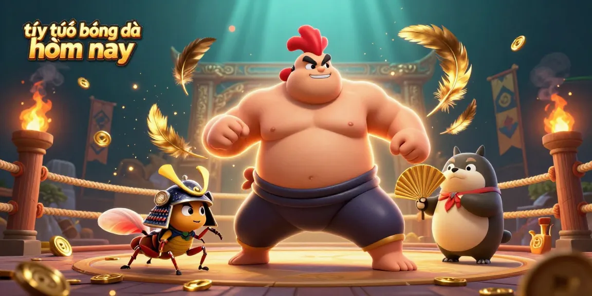 Engage with tỷ lệ bóng đá hôm nay in an explosive fight scene featuring a powerful sumo wrestler rooster.