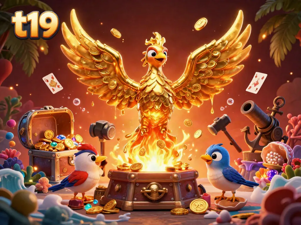 Experience the thrills at t19 with molten phoenix, flashy treasures, and vibrant casino elements.