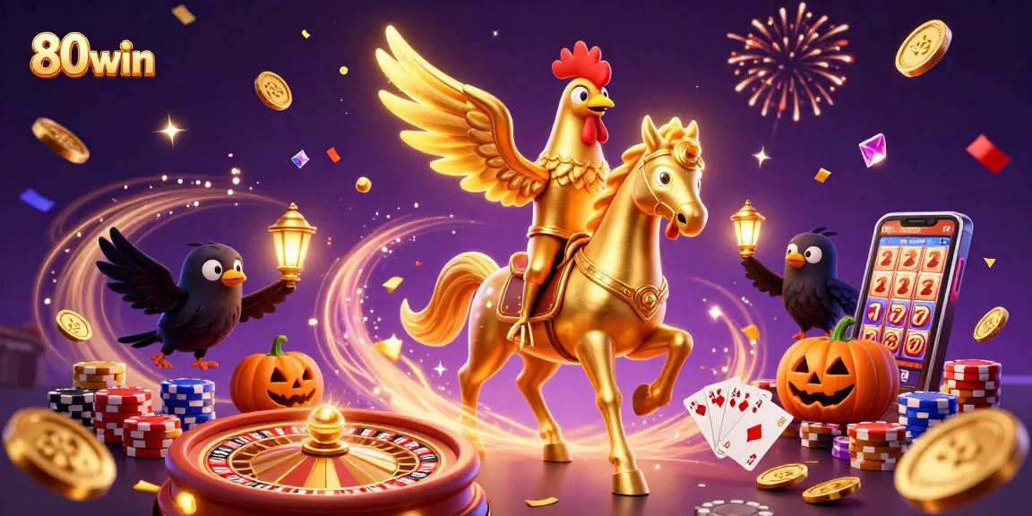 Experience thrilling wins while playing 80win's vibrant slots and casino games in a magical midnight setting.