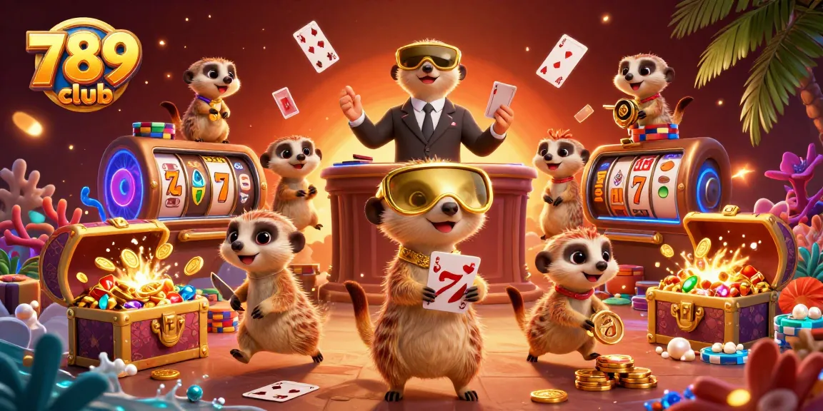 Experience thrilling excitement at 789 club with meerkats engaging in a vibrant casino operation.