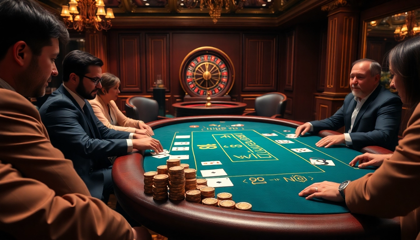Players enjoying a thrilling game of blackjack at 98 win casino, showcasing excitement and strategy.