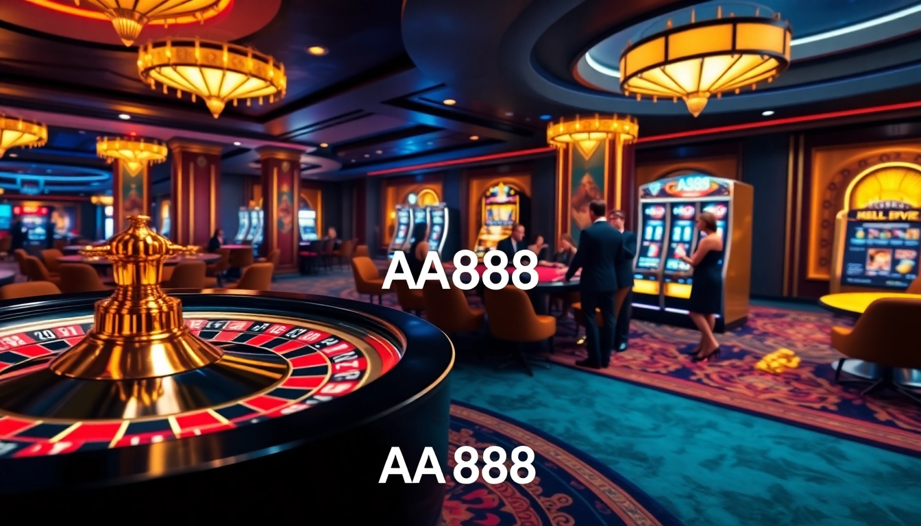 Experimente a emoção no cassino AA888, com jogadores comemorando vitórias na roleta vibrante.
