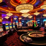 L567 casino patrons experiencing thrilling gameplay at luxurious gaming tables surrounded by vibrant slot machines.